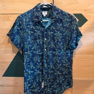 Jcrew Men's Blue Tropical Print Shirt